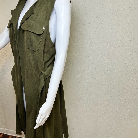 Chico's Olive faux suede Sleeveless Vest - Picture 8 of 14
